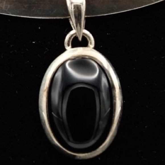 Dark Pool of Protection Black Obsidian 4.6G 925 Sterling Silver pendant - Picture 1 of 12